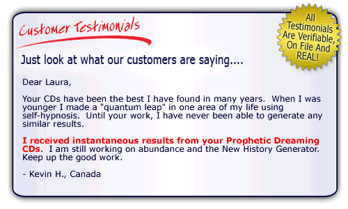 Happy Customer Testimonial - Prophetic Dreaming CDs