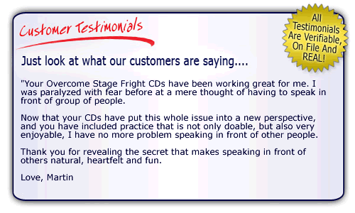 Overcome fear of public speaking - happy customer testimonial