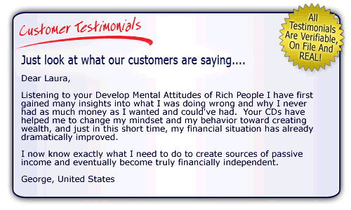 Happy Customer Testimonial - Develop Mental Attitudes of Rich People