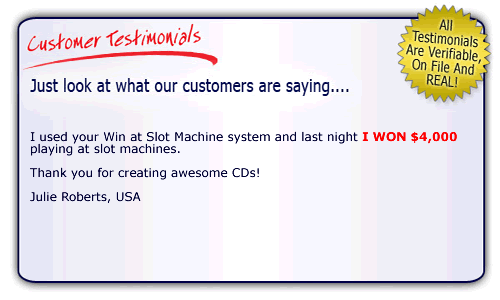 Win at Slot Machines - happy customer testimonial