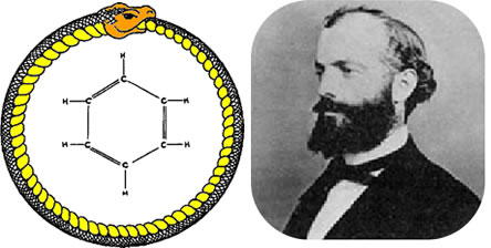 Kekule, Kekule dream, Benzene molecule