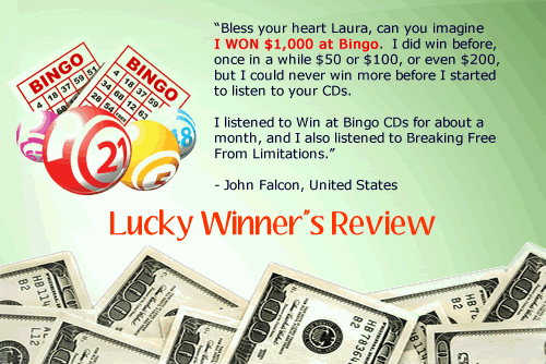 Happy Customer Testimonials - Win at Bingo  with Hypnosis