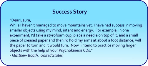 Psychokinesis Hypnosis CDs and mp3 Downloads success story