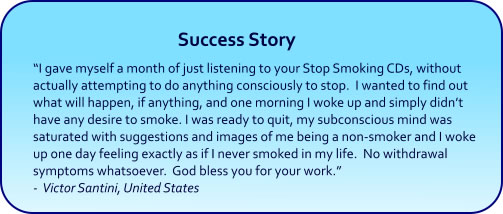 Stop Smoking Hypnosis CDs and mp3 downloads success story